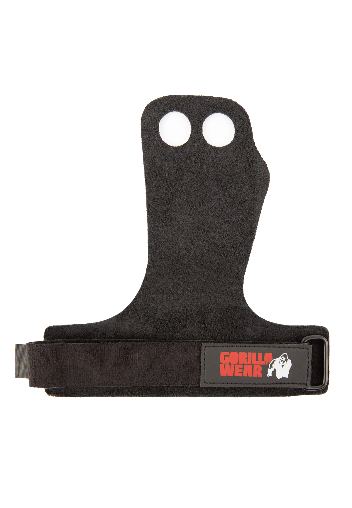 Gorilla Wear 2-Hole Leather Lifting Grips - Svart