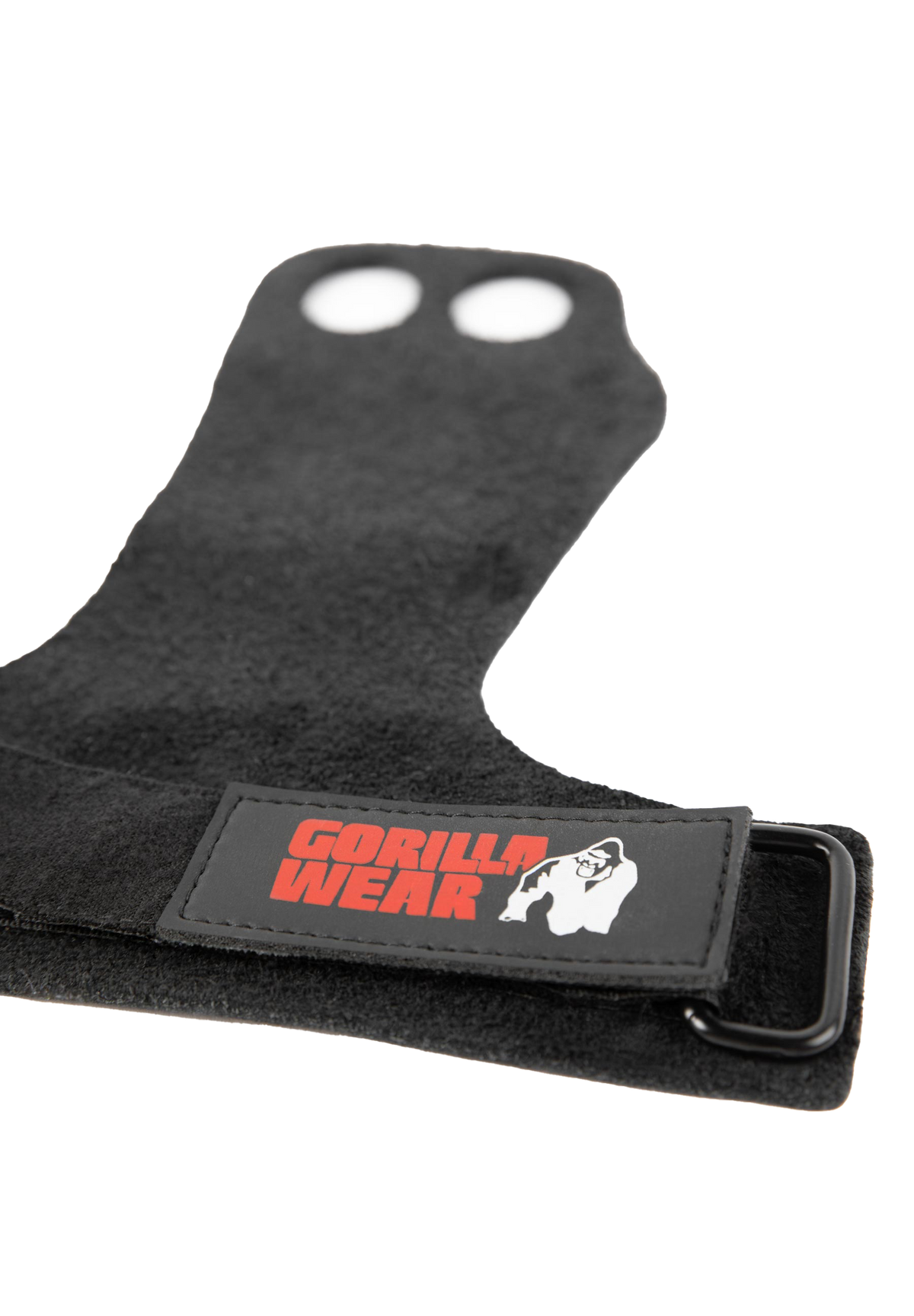 Gorilla Wear 2-Hole Leather Lifting Grips - Svart