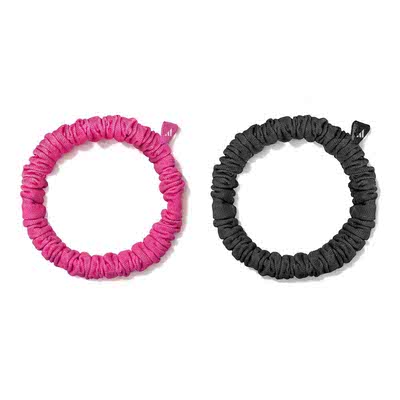 Hair Scrunchies (Thin) - Black/Lucid Pink