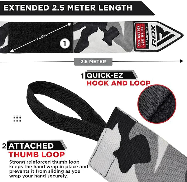 HAND WRAPS 2.5 METER CAMO GREY