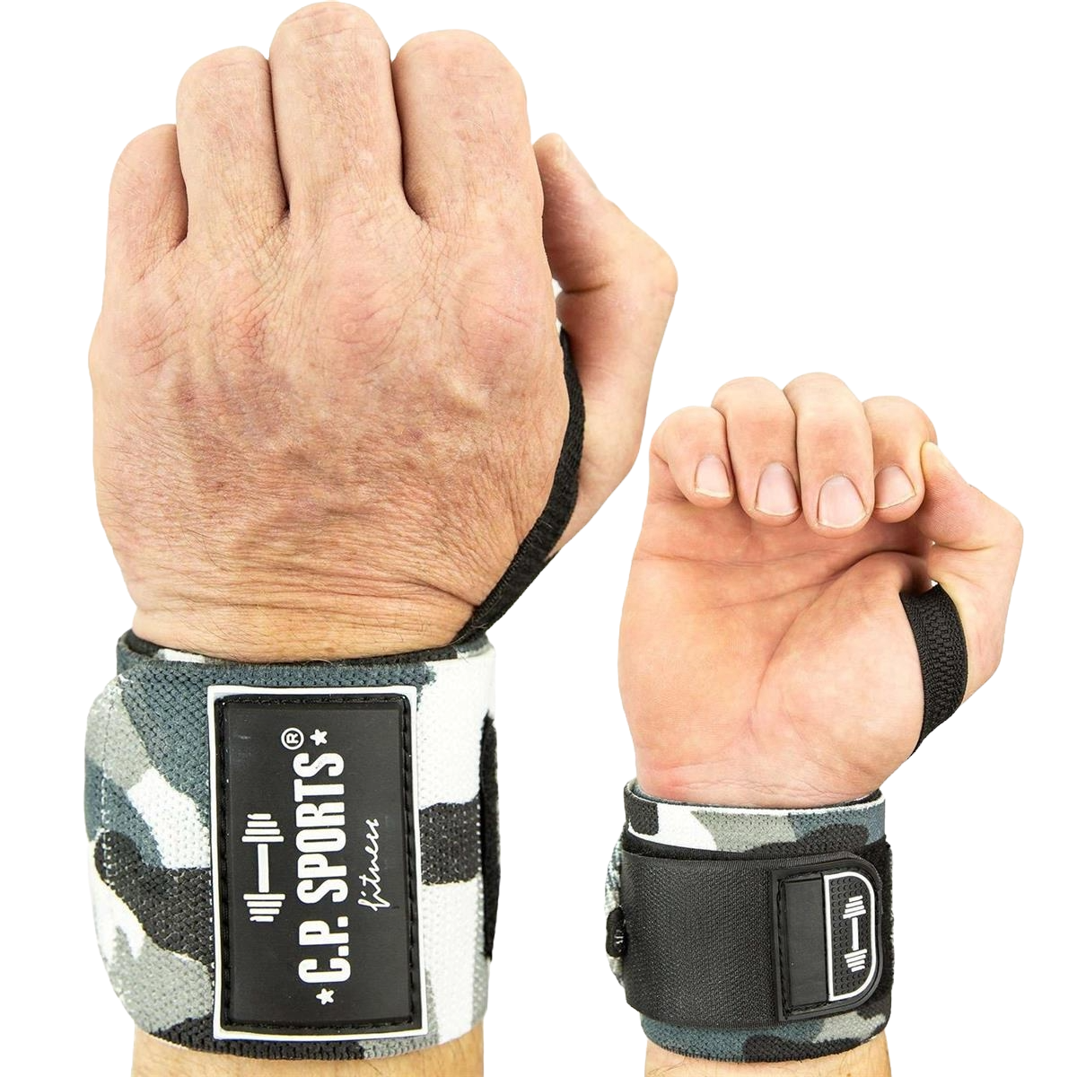 C.P. Sports Strongman Wrist Wraps 50 cm - White Camo