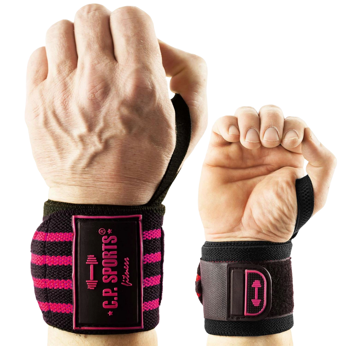 C.P. Sports Strongman Wrist Wraps 50 cm - Svart/Rosa