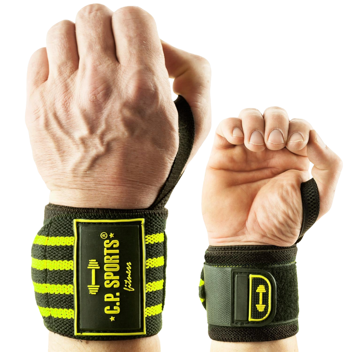 C.P. Sports Strongman Wrist Wraps 50 cm - Svart/Gul