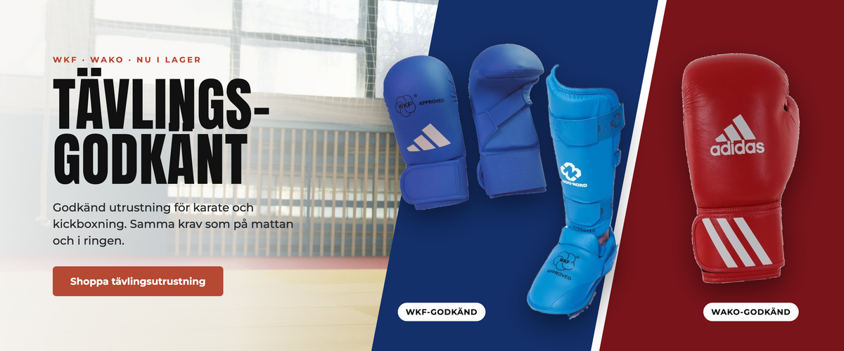 Tävlingsgodkänt – WKF- och WAKO-godkänd utrustning för karate och kickboxning. Shoppa tävlingsutrustning.