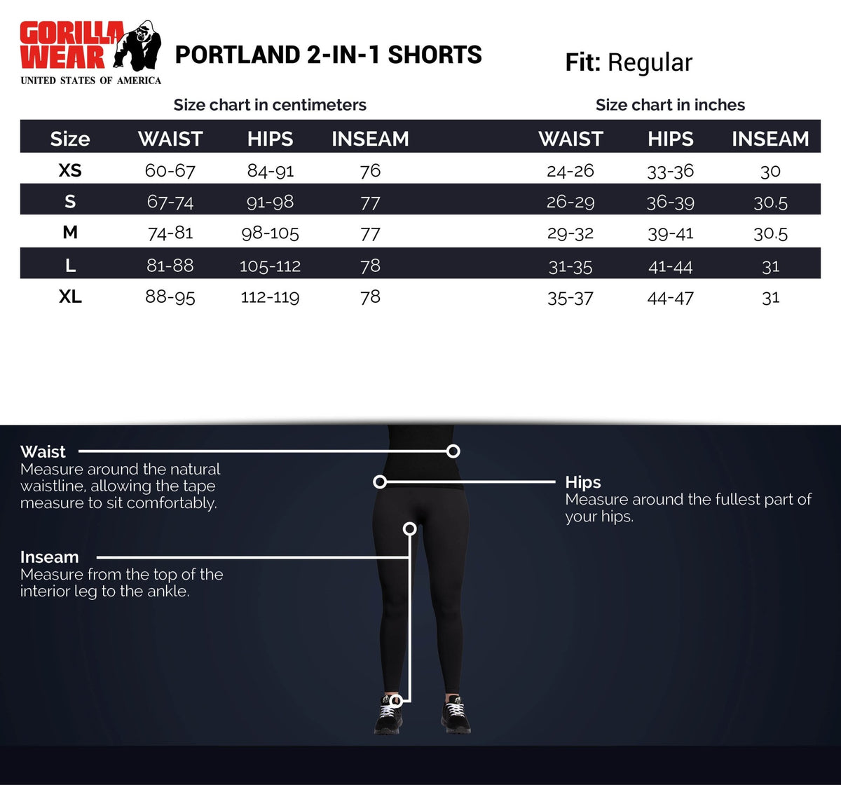 Gorilla Wear Portland 2-In-1 Shorts - Svart - Gorilla Wear | Kraft & Kontroll