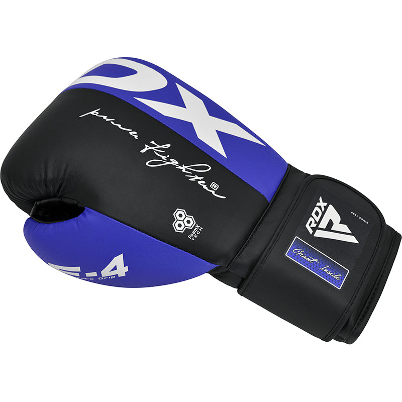 RDX F4 Boxing Sparring Gloves Hook & Loop BLUE/BLACK