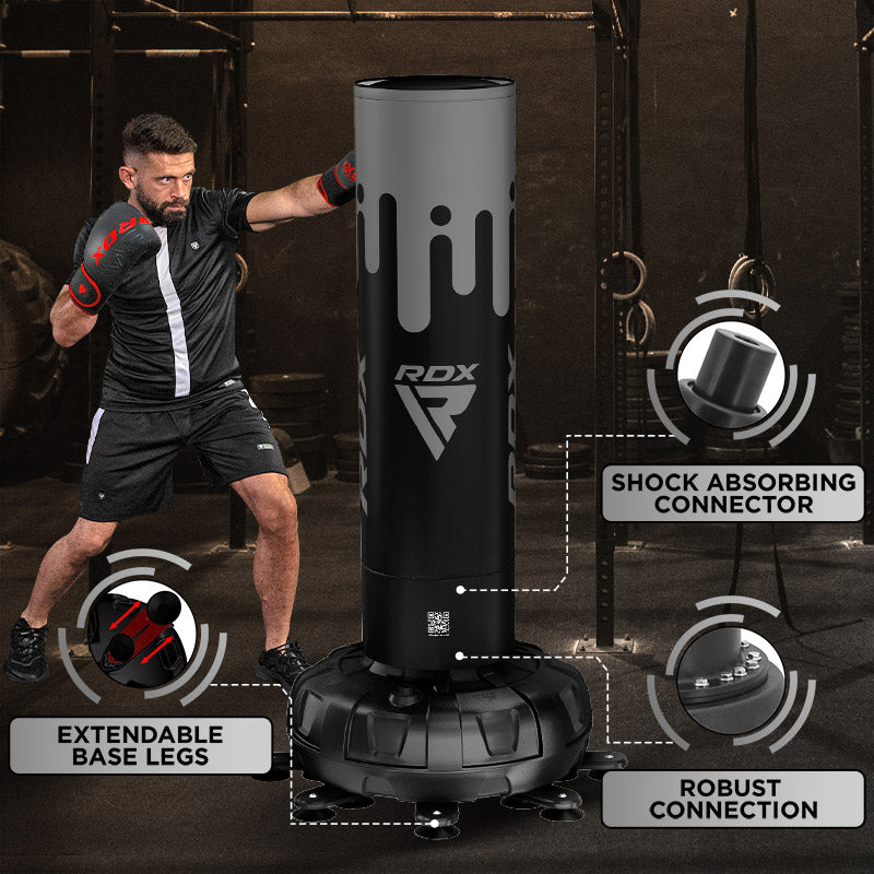 RDX F9 6ft Adults Free Standing Punch Bag With Bag Mitts For Training & Workout Set