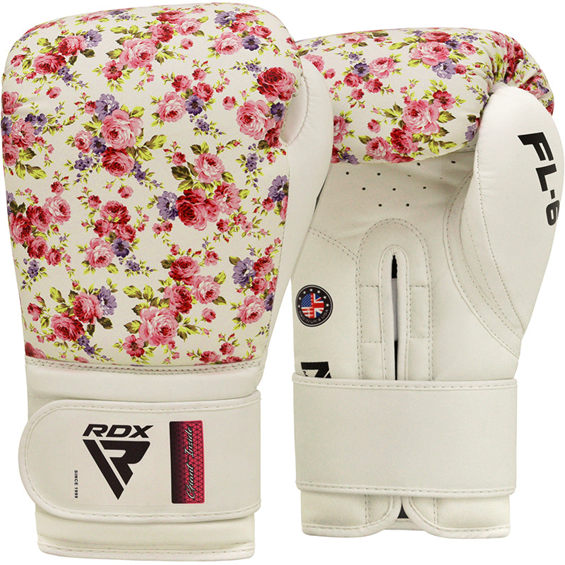 RDX FL6 Floral Boxing Gloves WHITE