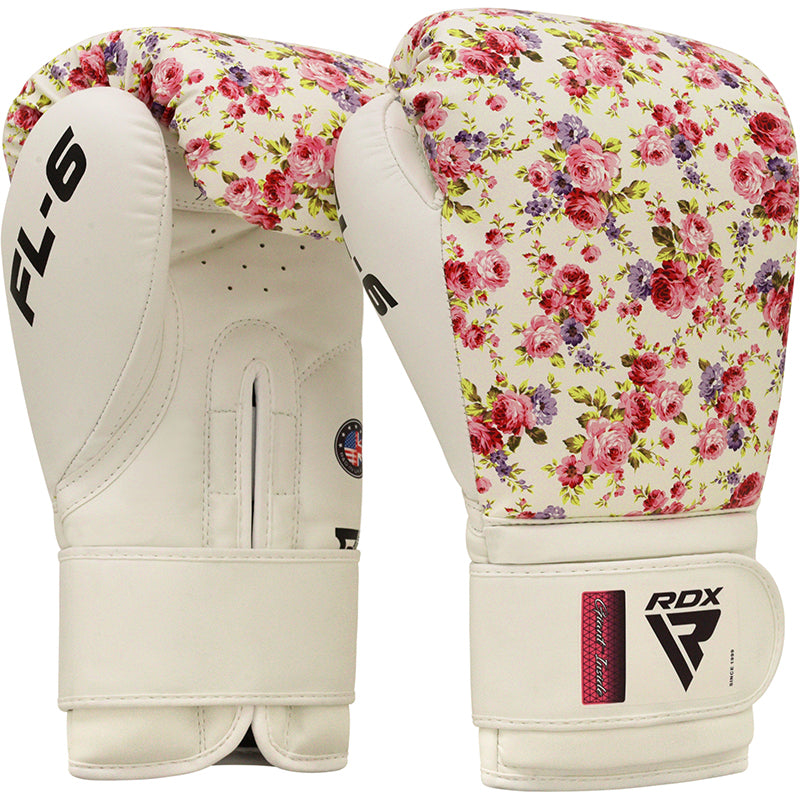 RDX FL6 Floral Boxing Gloves WHITE