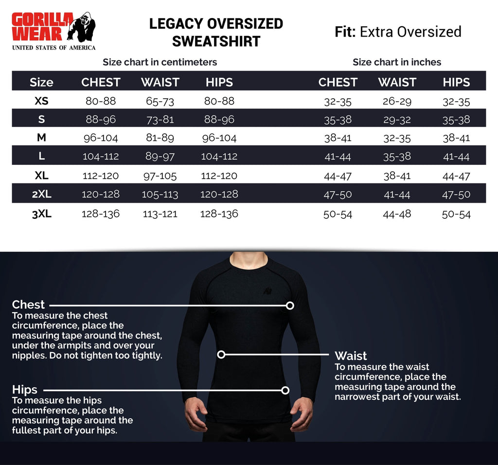 Gorilla Wear Legacy Oversized Sweatshirt - Röd/Svart - Gorilla Wear | Kraft & Kontroll
